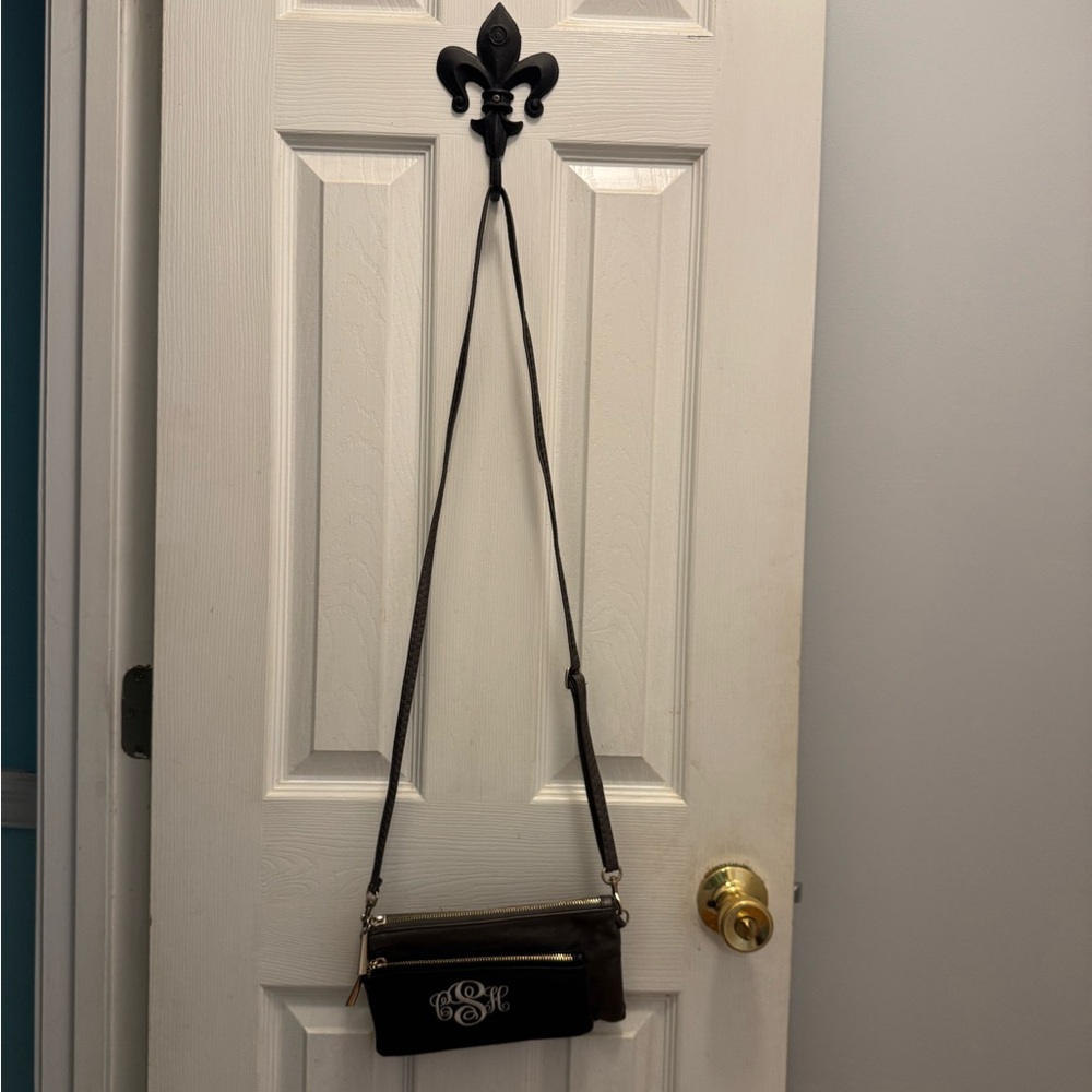 Black Crossbody Bag with Monogram